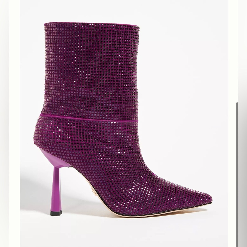 Anthropologie Sparkling Purple Heeled Boots